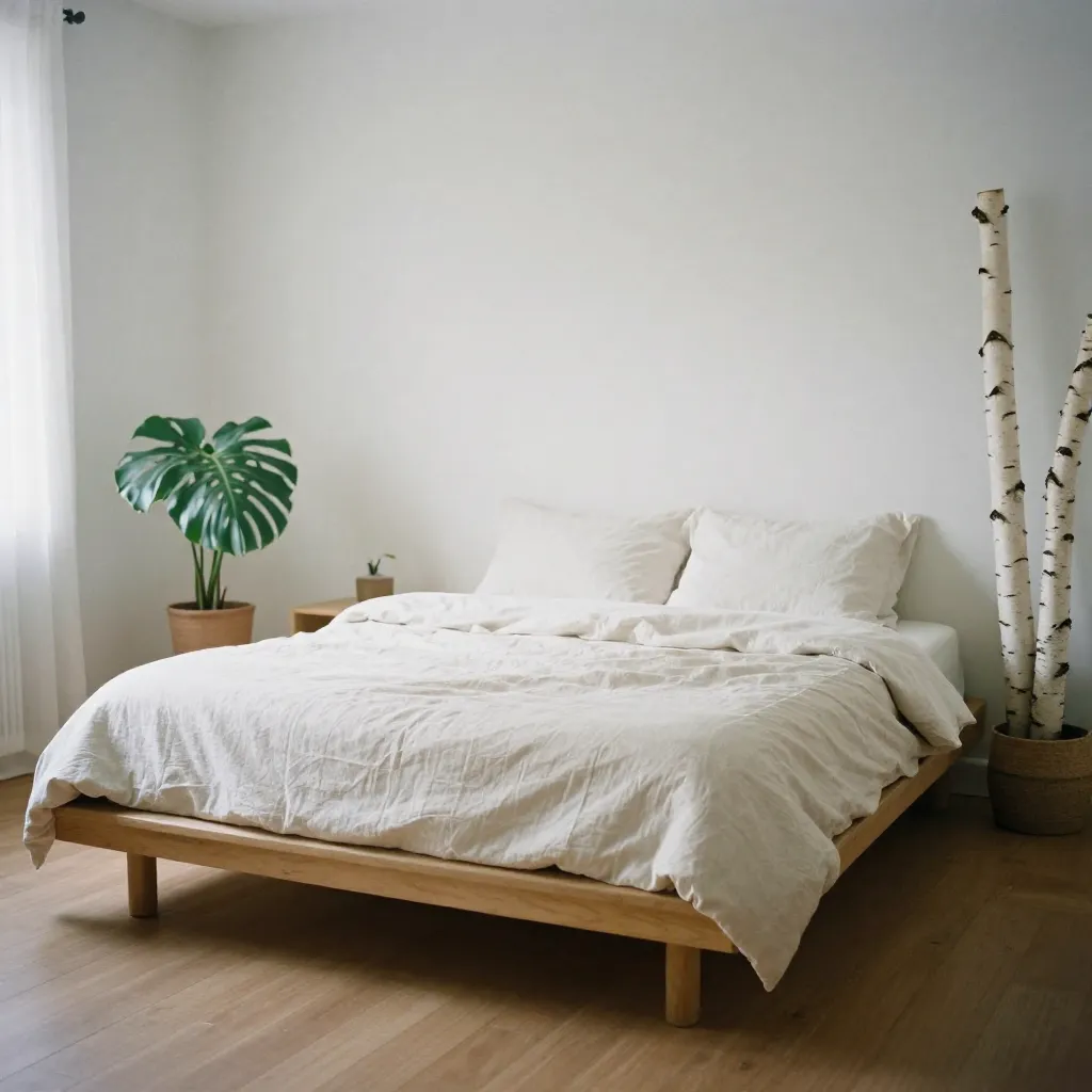 Minimalist Nordic bedroom with natural light